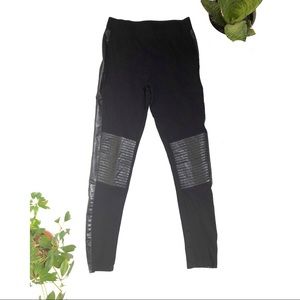 Faux Leather Patch Black Leggings